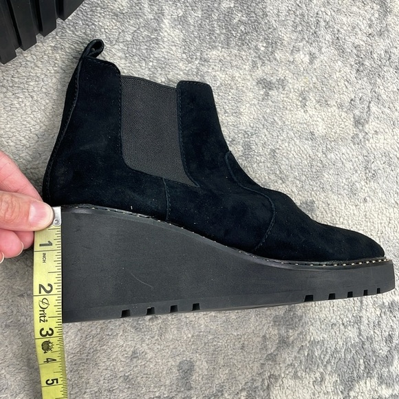 New Cecelia New York Gemma Slip On Low Wedge Boot All Black Suede Sz 7.5 - Picture 13 of 14